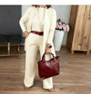 Conjunto Cozy Chic: cárdigan, top y pantalón