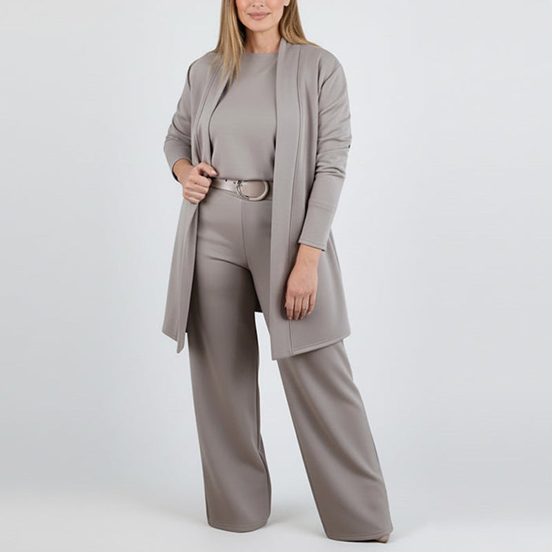 Conjunto Cozy Chic: cárdigan, top y pantalón